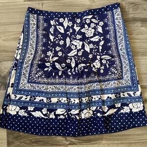 Cute LOFT 8P‎ Blue Bandana Print All Cotton Full Skirt FLAWLESS